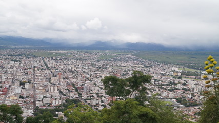 City from above on a cloudy day