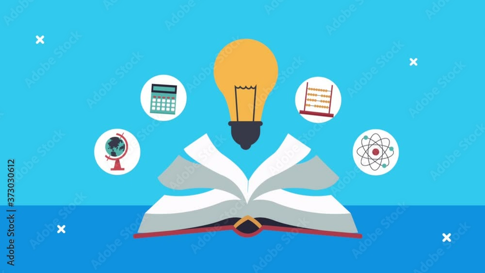 Poster back to school animation with textbook and elements