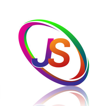 letter JS logotype design for company name colorful swoosh. vector logo for business and company identity.