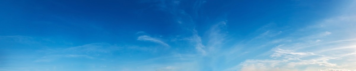 Panorama sky with beautiful cloud on a sunny day. Panoramic high resolution image.