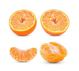Mandarin, tangerine citrus fruit on white background