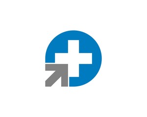 Circle shape with cross health and arrow