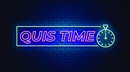 Quiz time neon signs vector. Design template neon sign