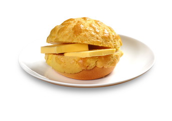  Close up of a typical Cantonese and Hong Kong bread Pineapple Bun (Chinese: Boluobao)