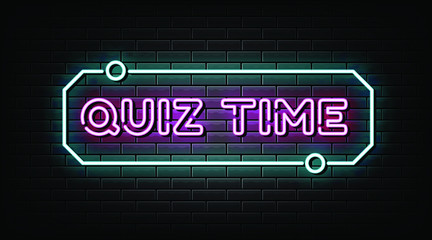 Quiz time neon sign, neon style vector