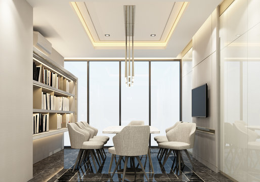 Meeting room modern luxury style interior design 3d rendering