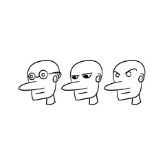bald male face human head profile avatars set