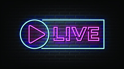 Live neon sign, neon style template