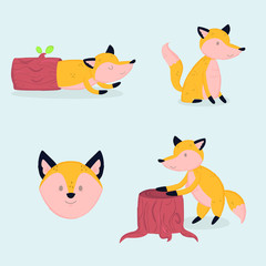 fox hand drawn collection flat design (6)