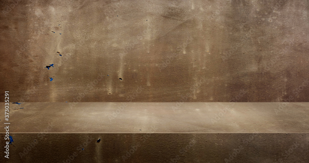 Aufkleber 3d rusty metal table studio background textured for product display with copy space for display of c