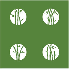 Bamboo logo with green leaf vector icon template
