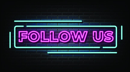 Follow us neon sign , neon style vector