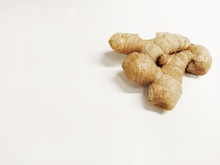Ginger root isolated on a white background with copy space