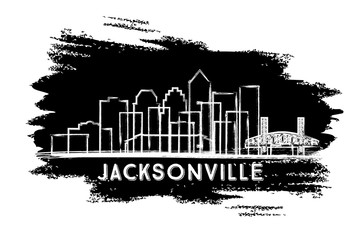 Jacksonville Florida City Skyline Silhouette. Hand Drawn Sketch.