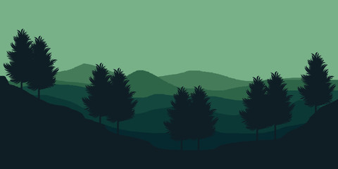 vector wallpaper of mountain vector with pine tree forest