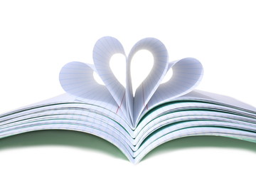 several thin squared notebooks lie on top of each other on a white background