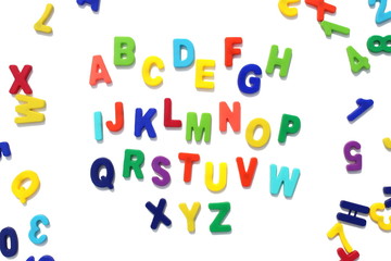 Fototapeta na wymiar English alphabet laid out in correct order on a white background