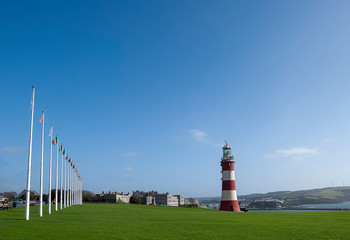 Plymouth Hoe overlooking Plymouth Sound in Devon, UK