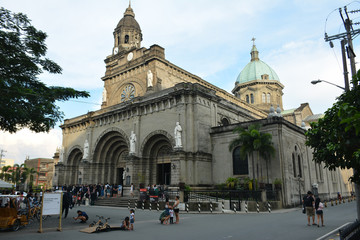 Fototapeta na wymiar Manila Cathedral facade at Intramuros walled city in Manila, Philippines