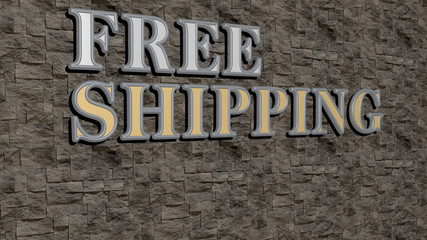 FREE SHIPPING text on textured wall, 3D illustration