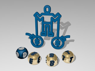 debt round text of cubic letters around 3D icon, 3D illustration