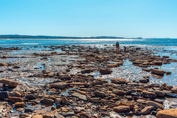 People, stone, beach and sea- seascape photography of Sydney long reef beach