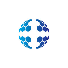 Obraz premium hexagon circle tech logo vector