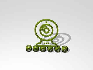 WEBCAM 3D icon over cubic letters, 3D illustration