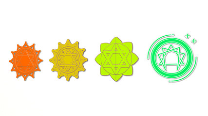 anahata 4 icons set, 3D illustration