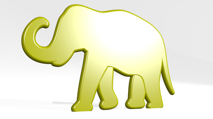 elephant 3D icon casting shadow, 3D illustration