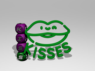 KISS 3D icon and dice letter text, 3D illustration