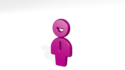 single man 3D icon casting shadow, 3D illustration