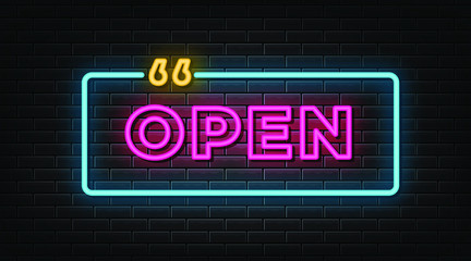 Obraz premium Open neon sign, neon style 