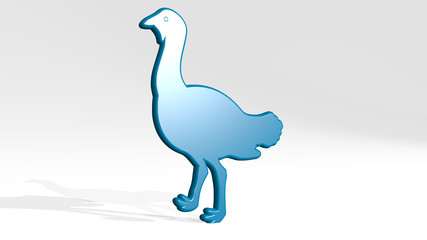 BIRD 3D icon casting shadow, 3D illustration