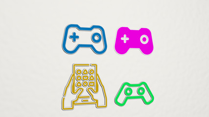 games colorful set of icons, 3D illustration