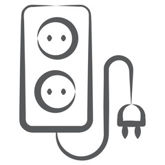 
Power supply via extension cord, line icon
