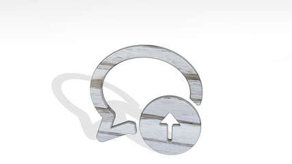 Obraz premium messages bubble upload alternate 3D icon standing on the floor, 3D illustration