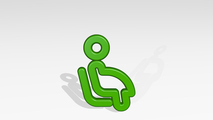 DISABILITY SIT PREGNANCY 3D icon casting shadow, 3D illustration