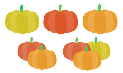 秋の野菜　水彩風カボチャのイラスト