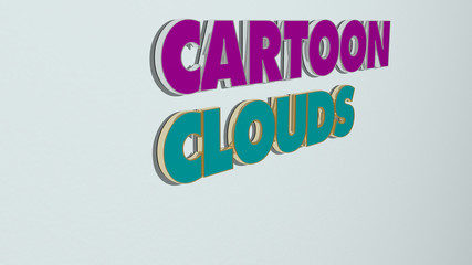 CARTOON CLOUDS text on the wall, 3D illustration