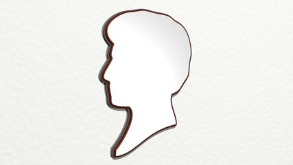 GIRL 3D drawing icon, 3D illustration