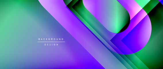 Vector geometric abstract background with lines and modern forms. Fluid gradient with abstract round shapes and shadow and light effects