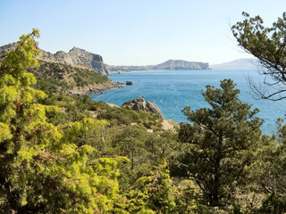 Fototapeta na wymiar View of Cape Alchak on the east coast of the Crimea