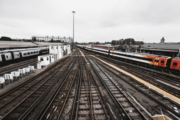 Fototapeta premium railway bridge in the city of clapham junction in united kingdom
