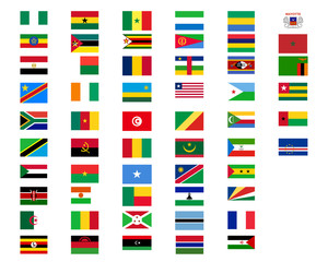Set of flags of the countries of Africa. Isolated objects