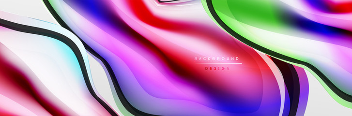 Vector abstract background, flowing liquid style bubble with metallic, color quicksilver chrome texture and color glow effects