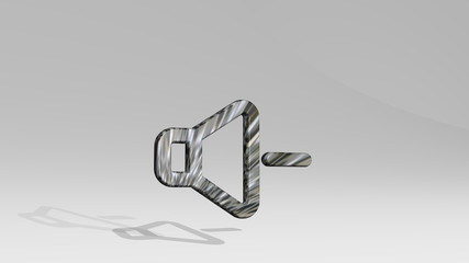 volume control down 3D icon standing on the floor, 3D illustration