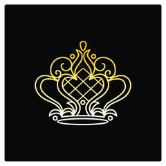 Obraz premium golden crown vector icon in outline