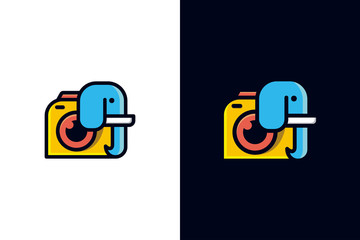 camera with elephant logo design vector