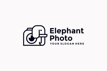 camera with elephant logo design vector